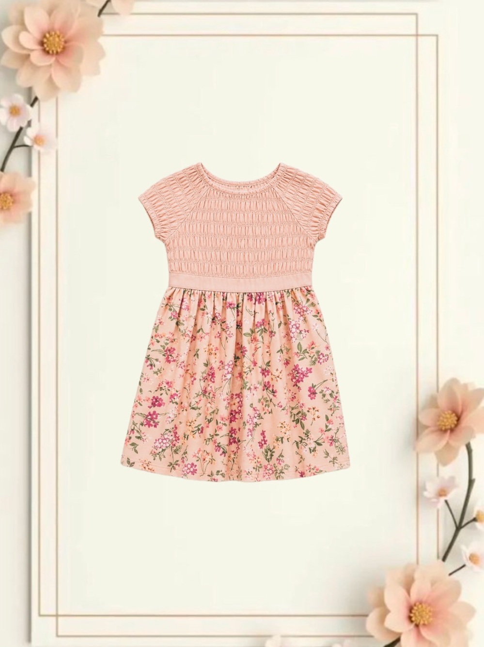 Floral Peach Kids Dress